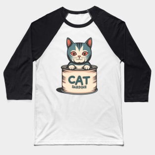 Cat Sardine Baseball T-Shirt